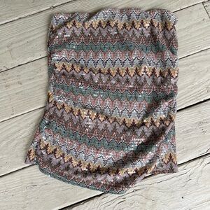 Express strapless top size medium multi color sequined